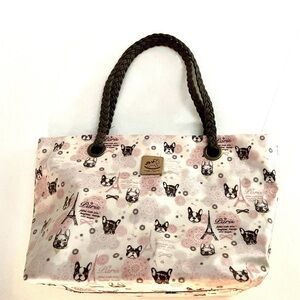 Uma Hana French Bulldog Paris Eiffel Tower Parisian Pink Tote Bag - Brand New